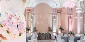 roza boja vjenčanja Romantično vjenčanje ukrašeno ružičastim cvijećem i bijelim stolicama.