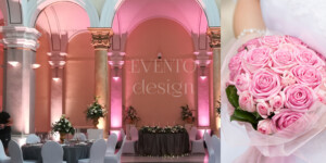 Vjenčanja u muzeju Mimara Zagreb Vjenčanje s ružičastim cvijećem i rasvjetom stvara romantičnu i elegantnu atmosferu.